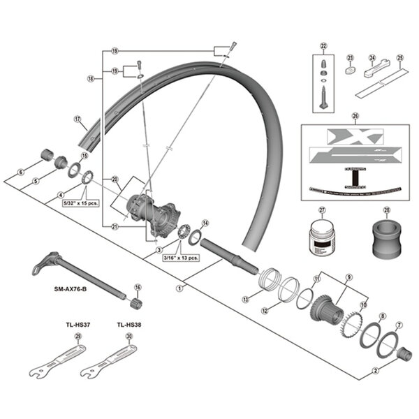 Shimano Shimano Spares WH-M8100-TL-F15-B-275 spoke, 283 mm