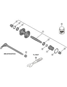 Shimano Shimano Spares FH-MT410-B complete hub axle