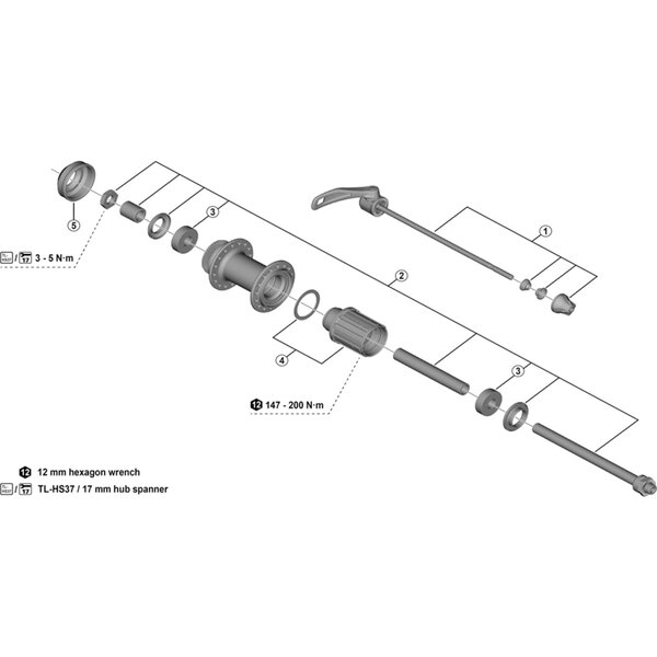 Shimano Shimano Spares FH-MT401 complete quick release 174 mm