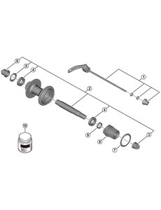 Shimano Shimano Spares FH-MT401-B complete hub axle