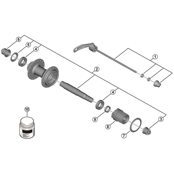 Shimano Shimano Spares FH-MT401-B complete hub axle