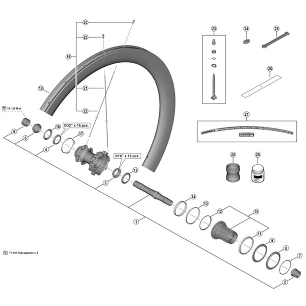 Shimano Shimano Spares WH-R9270-C50-TU-F left hand spoke, 269 mm