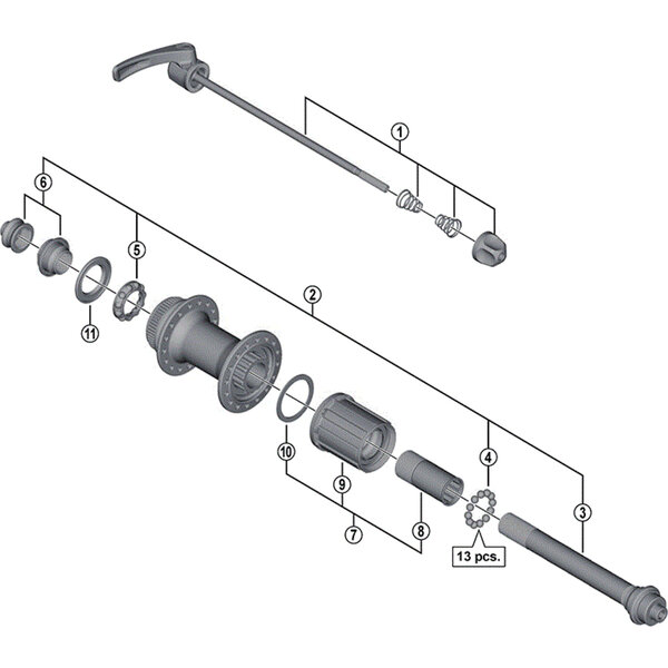 Shimano Shimano Spares FH-M785 complete hub axle