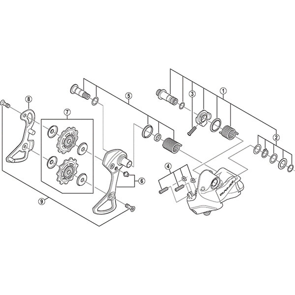 Shimano Shimano Spares RD-9070 plate axle assembly
