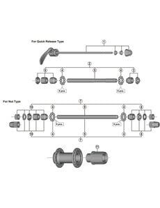 Shimano Shimano Spares FH-TY500 complete hub axle for quick release type, 146 mm