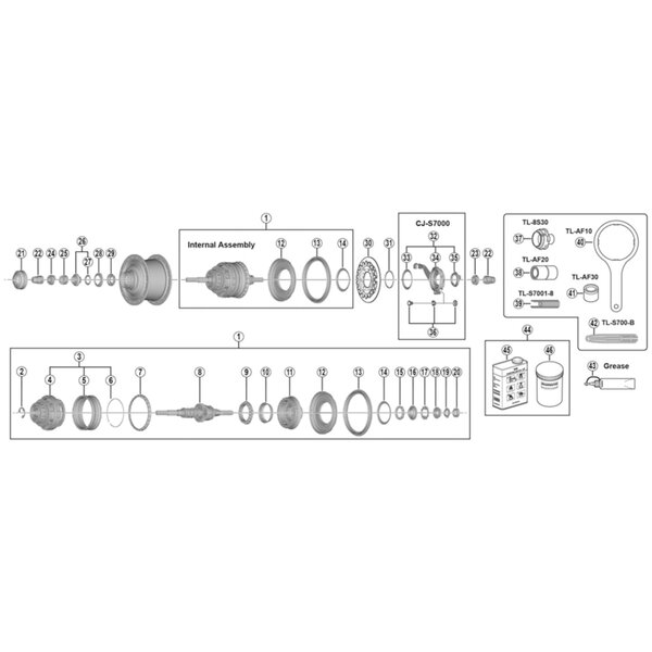 Shimano Shimano Spares SG-S7001-8 Internal assembly, 187 mm