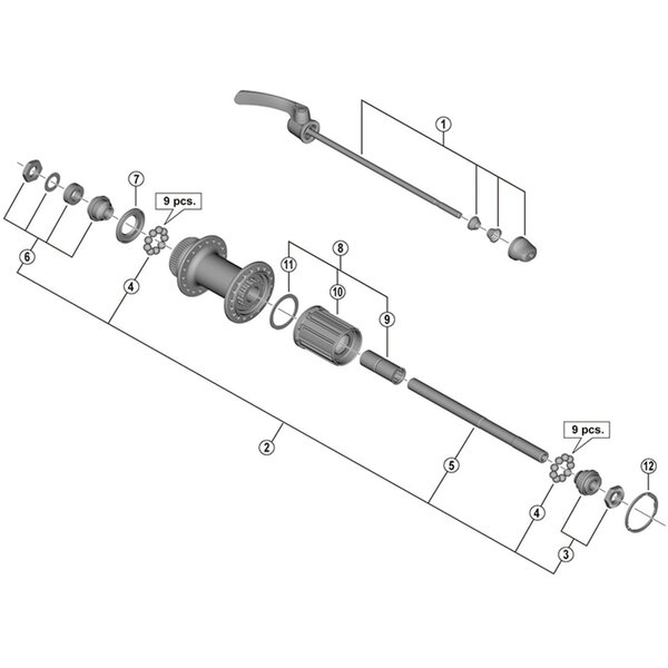 Shimano Shimano Spares FH-UR600 complete quick release, 173 mm