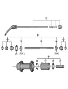 Shimano Shimano Spares FH-T670 complete quick release, 173 mm, black