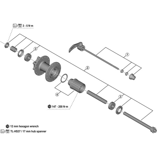 Shimano Shimano Spares WH-R501 complete quick release 168 mm, black