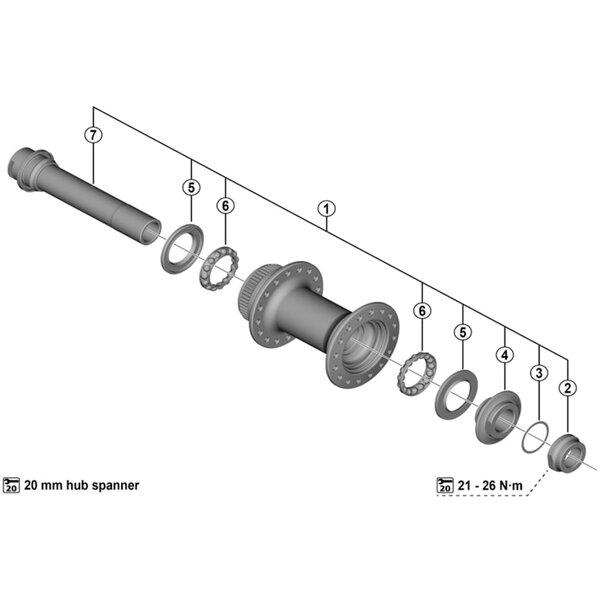 Shimano Shimano Spares HB-R7070 complete hub axle
