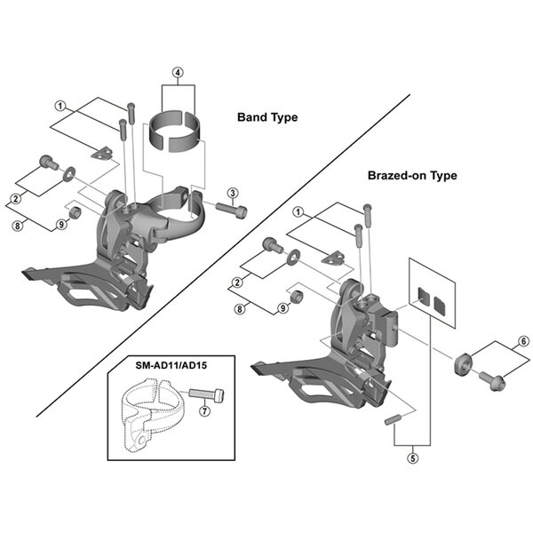 Shimano Shimano Spares FD-R3000 clamp band adapter for 28.6 mm
