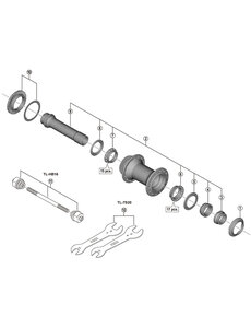 Shimano Shimano Spares HB-M9110 complete hub axle, 100 mm
