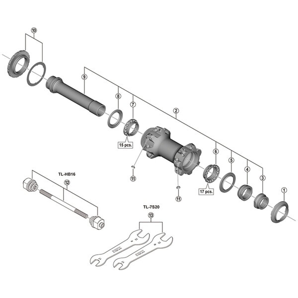 Shimano Shimano Spares HB-M9110-B complete hub axle, 110 mm