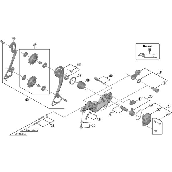 Shimano Shimano Spares RD-M7000-10 bracket axle unit