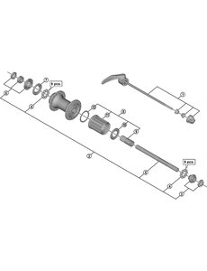 Shimano Shimano Spares FH-3500 complete hub axle 141 mm