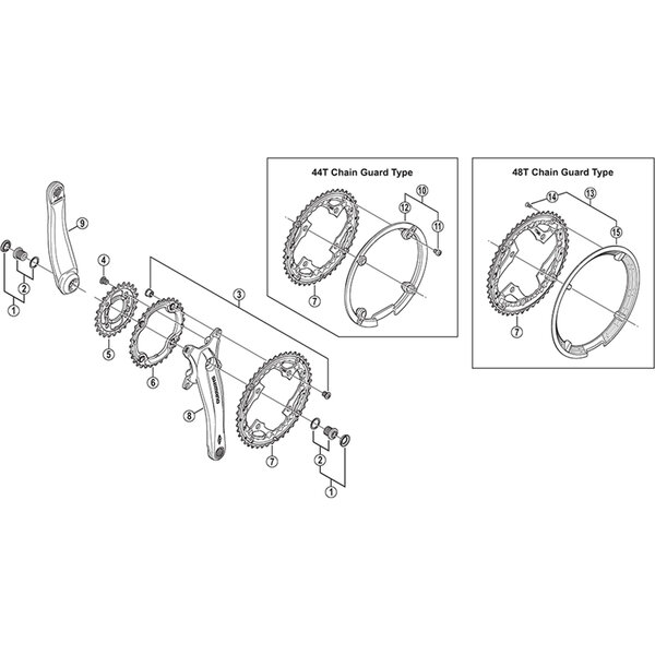Shimano Shimano Spares FC-M431-8 chain guard and fixing bolts for 48T