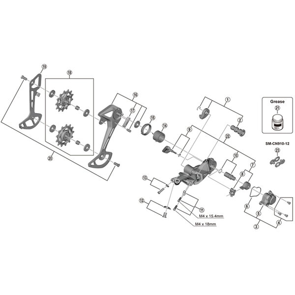 Shimano Shimano Spares RD-M7100 bracket axle unit