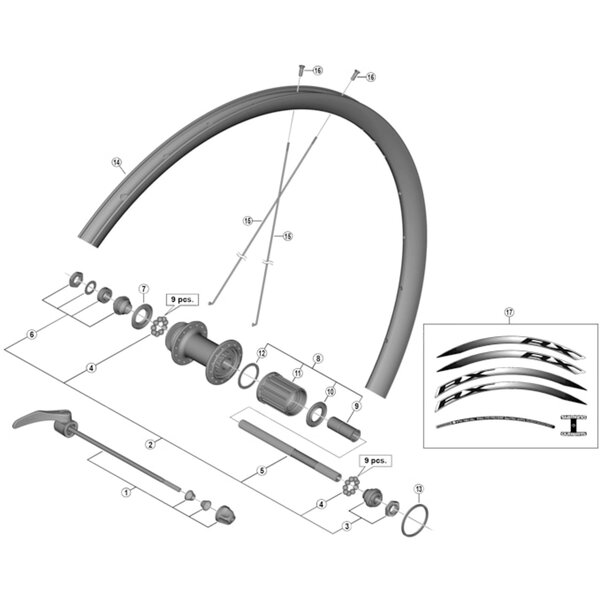 Shimano Shimano Spares WH-RX010-R complete quick release, 168 mm