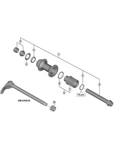 Shimano Shimano Spares FH-MT400-B complete hub axle, 148 mm