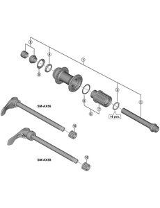 Shimano Shimano Spares FH-MT400 complete hub axle, 148 mm