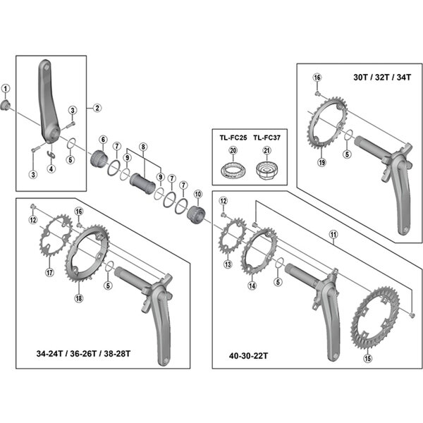 Shimano Shimano Spares FC-M672 double gear fixing bolt and nut, M8 x 8.5 mm, set of 4