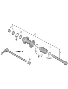 Shimano Shimano Spares FH-M8010 hub axle unit