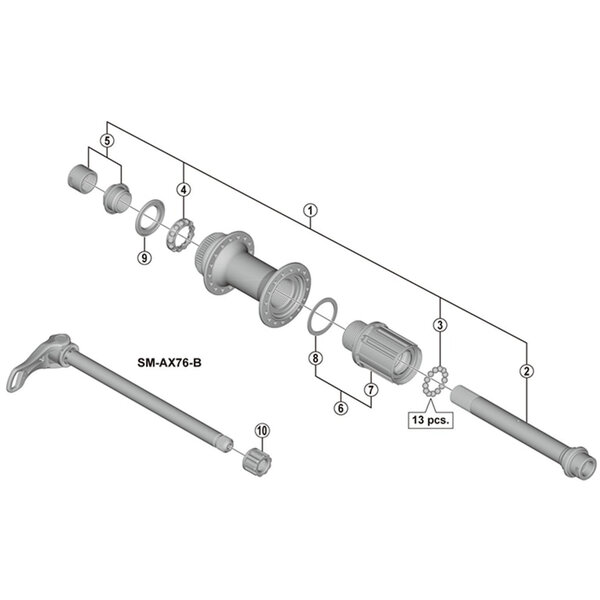 Shimano Shimano Spares FH-M8010 hub axle unit