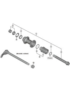 Shimano Shimano Spares FH-M618-B Complete hub axle