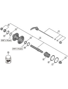 Shimano Shimano Spares FH-MT500 complete hub axle, 146 mm