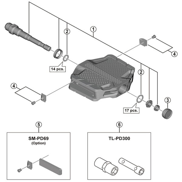 Shimano Shimano Spares PD-EF202 pedal axle assembly, left hand