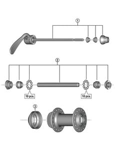 Shimano Shimano Spares HB-TX505 complete hub axle, 108 mm