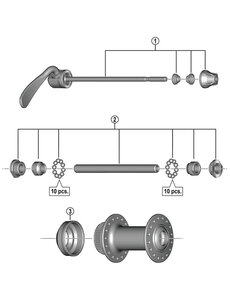 Shimano Shimano Spares HB-TX505 complete hub axle, 108 mm