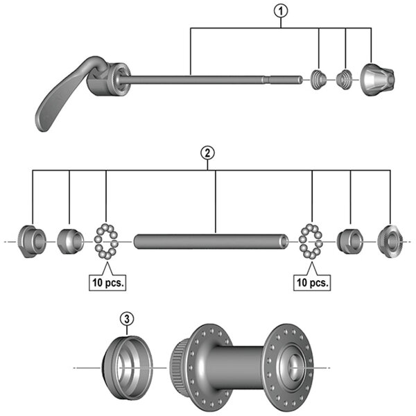 Shimano Shimano Spares HB-TX505 complete hub axle, 108 mm