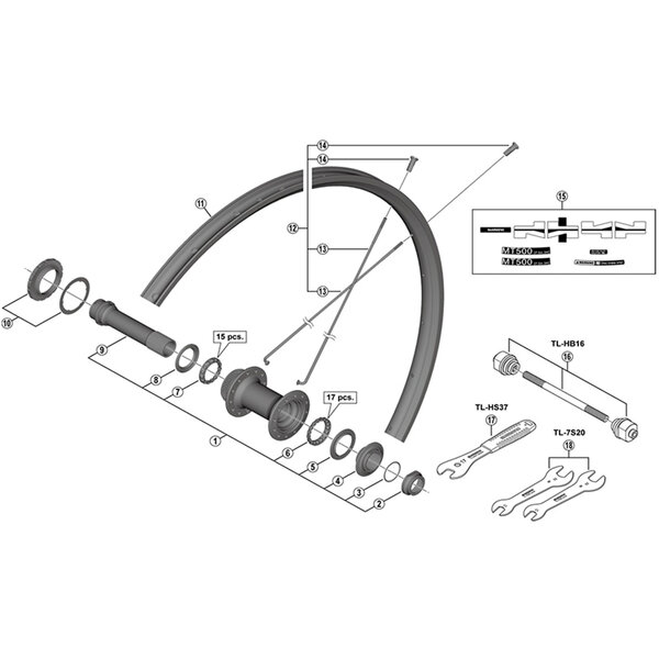 Shimano Shimano Spares HB-M618-B hub axle unit