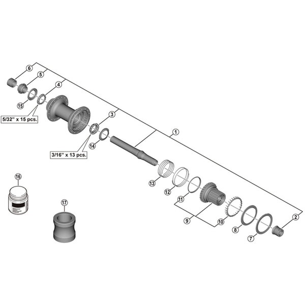 Shimano Shimano Spares FH-M8130-B complete hub axle, 157 mm
