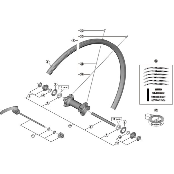 Shimano Shimano Spares WH-RS21-CL-F complete hub axle 108 mm