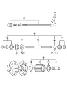 Shimano Shimano Spares FH-M756-A complete hub axle, 146 mm