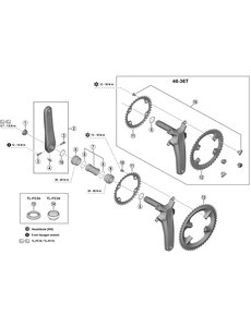 Shimano Shimano Spares FC-R9200 fixing bolt and cover set, M8 x 10.1 mm, for 46-36T