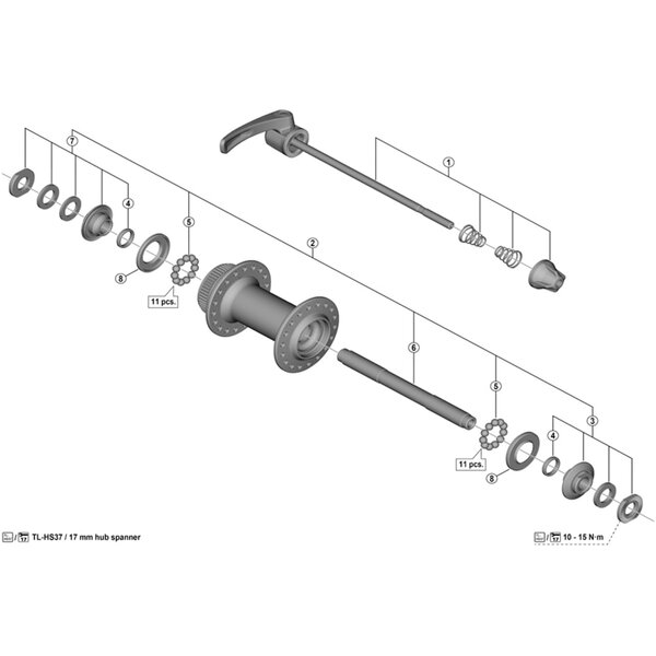 Shimano Shimano Spares HB-T610 complete quick release, 133 mm