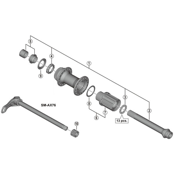 Shimano Shimano Spares FH-M788 complete hub axle