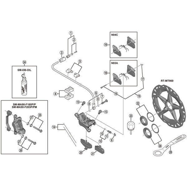 Shimano Shimano Spares BR-M985 pad axle and snap ring