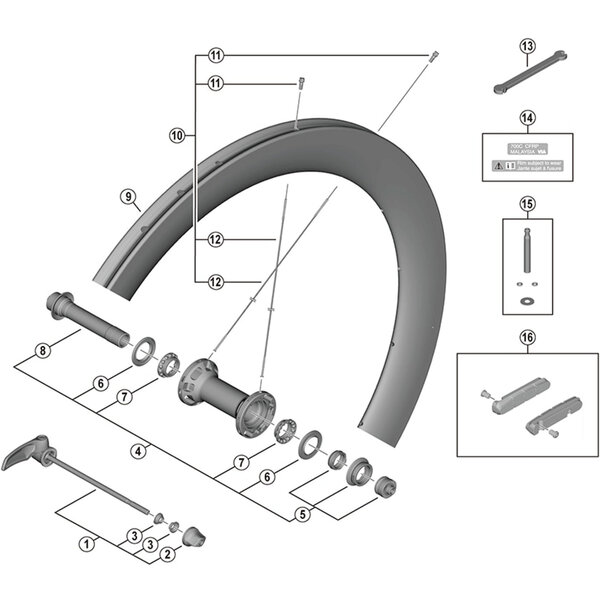 Shimano Shimano Spares WH-R9200-C50-TU-F complete quick release, 133 mm