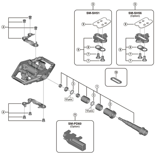Shimano Shimano Spares PD-M8120 pedal axle assembly, left hand