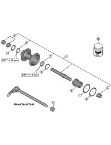 Shimano Shimano Spares WH-MT501-CL complete hub axle