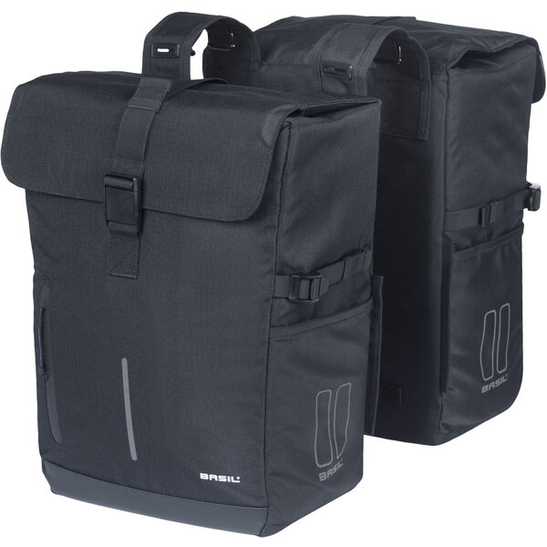 Basil Move Double Bicycle Bag, 30L, Black