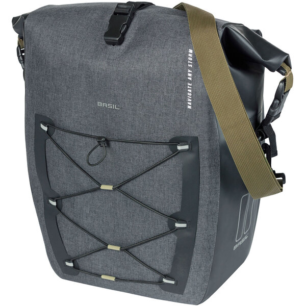 Basil Navigator Storm L, Single Pannier Bag, 25-31L, Black