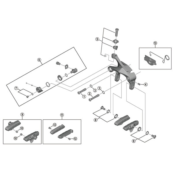 Shimano Shimano Dura Ace R55C4 R9210 Cartridge Brake Shoe Direct Mount, Alloy Rim, Black, Pair