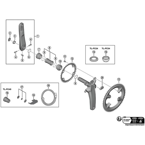 Shimano Shimano Dura Ace FC-R9200-P Left Hand Crank Arm Unit, 160 mm
