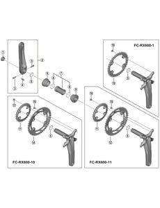 Shimano Shimano GRX FC-RX600  10 Speed Double Outer Chainring 46T-NF, For 46-30T