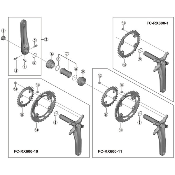 Shimano Shimano GRX FC-RX600  10 Speed Double Outer Chainring 46T-NF, For 46-30T